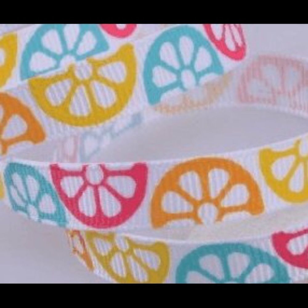 Grosgrain Ribbon 3/8” 10 yard bundle citrus fruit summer colorful shipping bows - Picture 8 of 8
